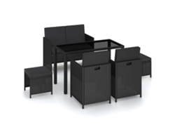 vidaXL Set comedor de jardín 6 piezas y cojines ratán sintético negro