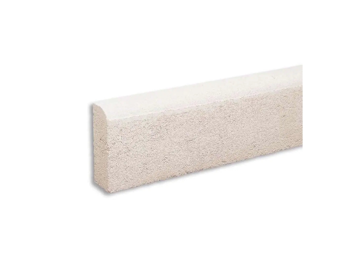 Bordillo decorativo de 100x20x8 cm. Unidad / Borde curvo / Blanco crema