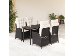 Juego de comedor de jardín de 5 piezas con cojines de mimbre negros de DKD Home Decor