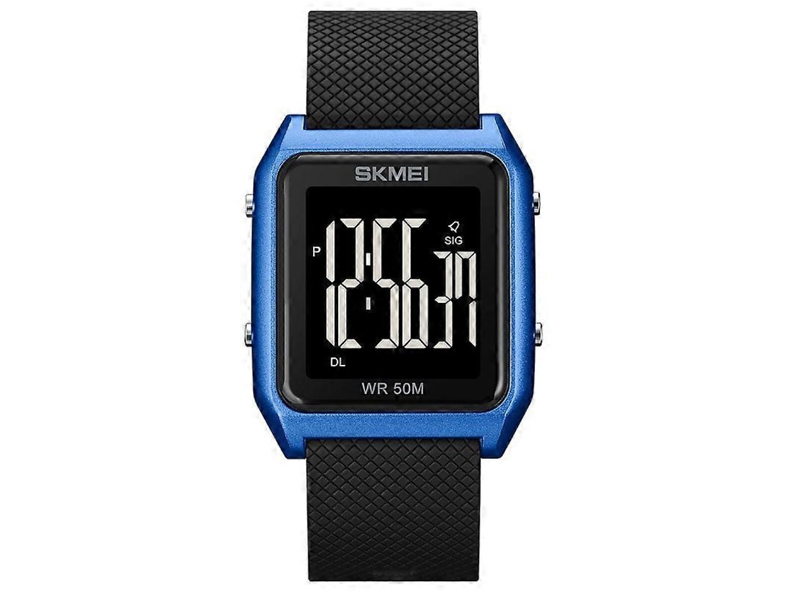 Reloj despertador Skmei 1866 para hombre, cuadrado, pantalla grande, multifuncional, correa de acero, luz nocturna, Hengrongshen