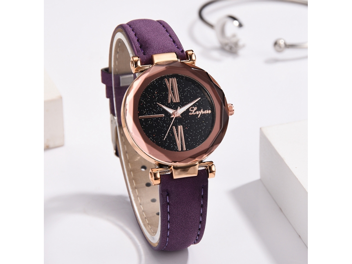 Reloj De Pulsera Analógico De Cuarzo Para Mujer Fashion Link Con Esfera Redonda, Color Café.