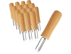 Tenedor Para Patatas Con 3 Púas De Acero Inoxidable, Inoxidable, Reutilizable, 16 Piezas Con Mango De Madera.
