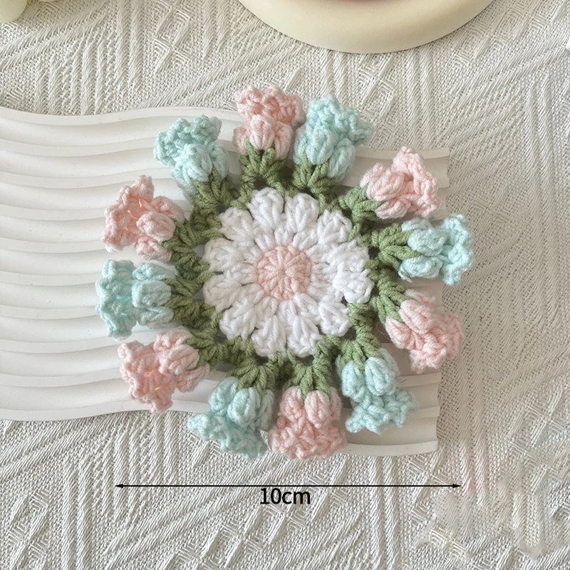 Posavasos De Mini Rosas De Ganchillo, Manteles Individuales De Cocina, Posavasos Para El Hogar.
