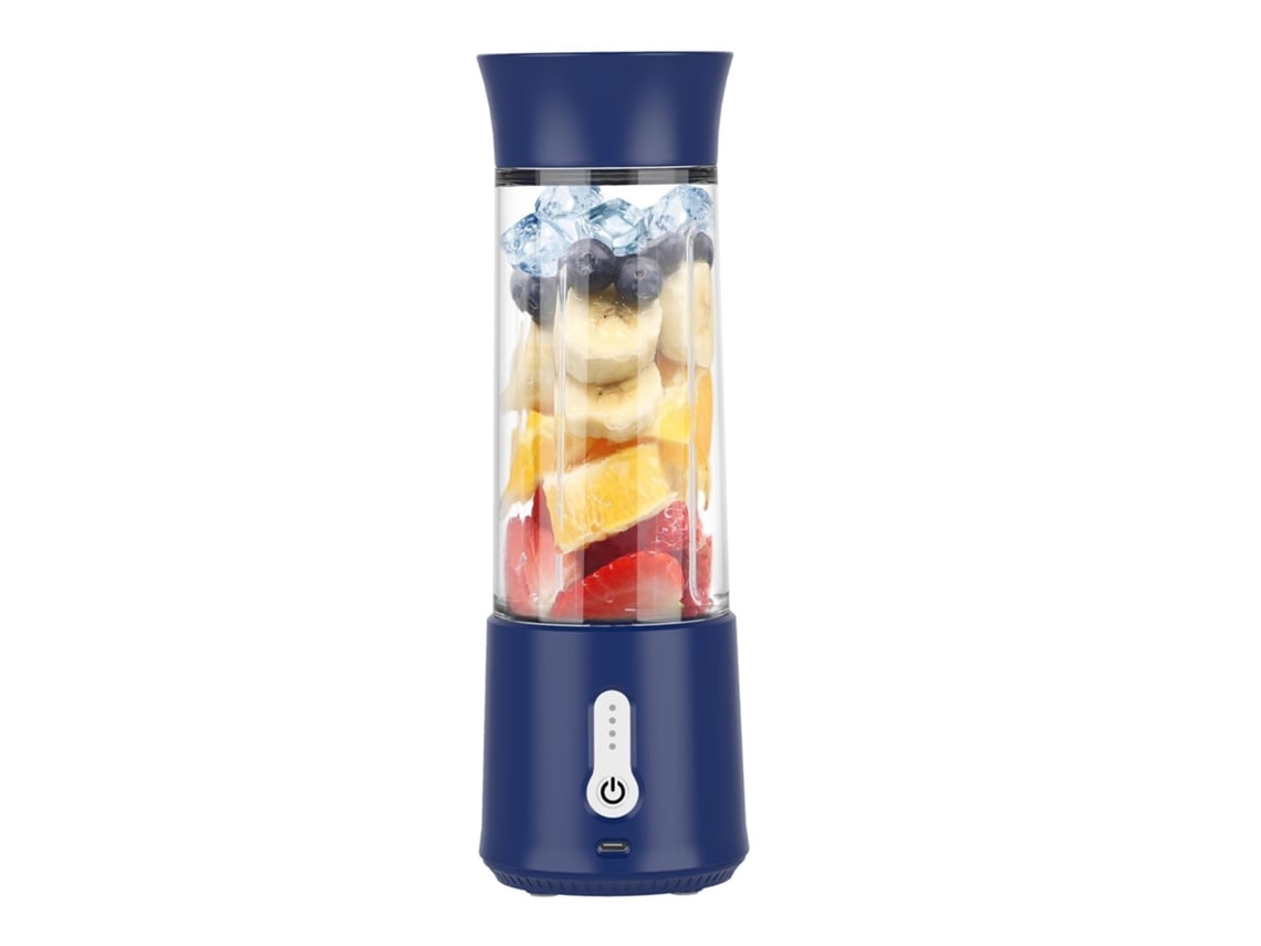 Licuadora portátil, vaso exprimidor USB de 500 ml con 6 cuchillas, 18000 rpm, mezcla eficiente para acampar y viajar, Gusshious azul marino