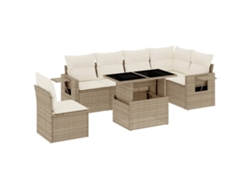 Conjunto 7 sofás de jardín VIDAXL y cojines ratán sintético beige
