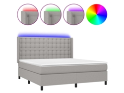 Maison Exclusive - Cama Box Spring Colchón Y Luces Led Tela Gris Claro 160x200 Cm