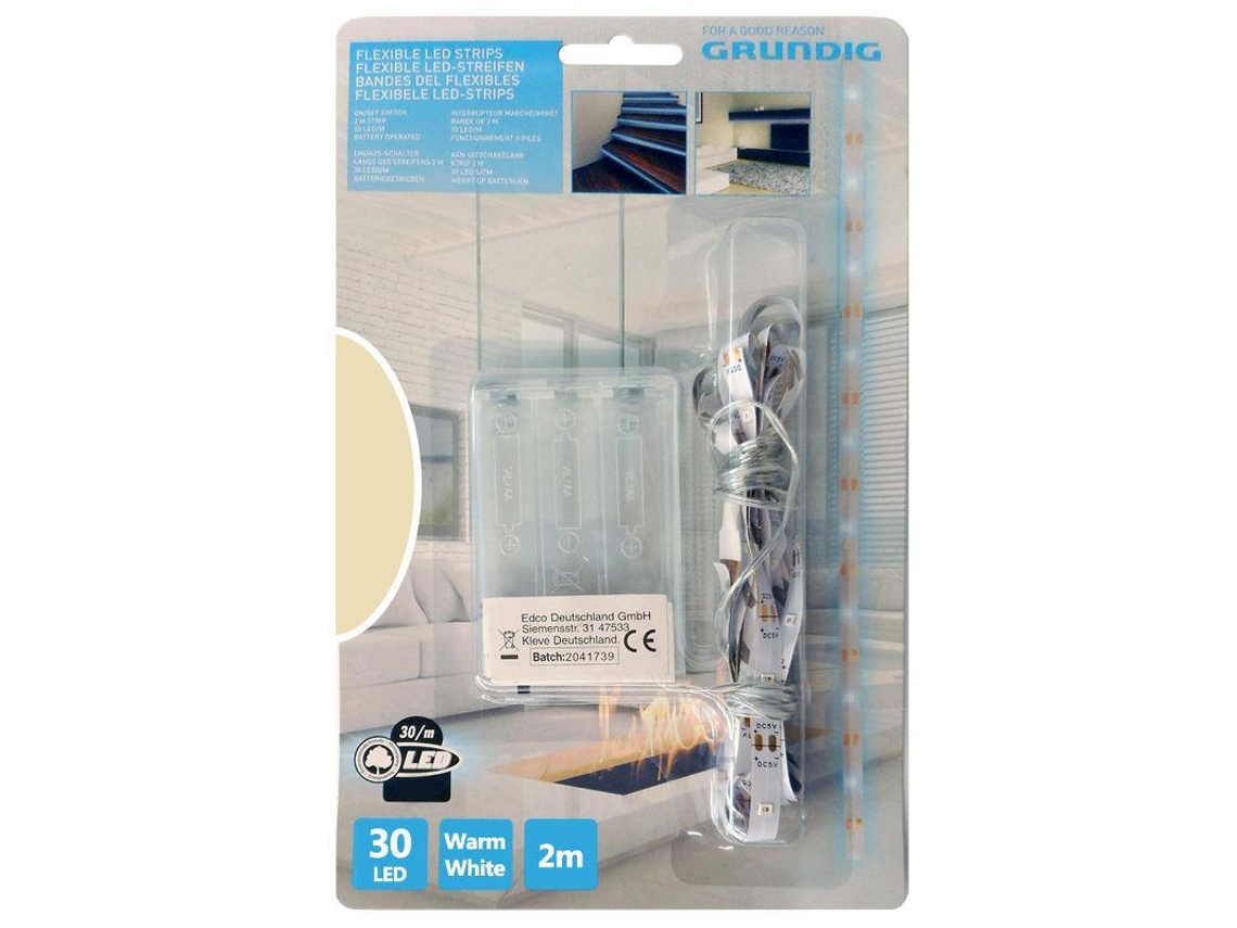 Tira LED Blanco Cálido c/ Interruptor (a pilas) 2835 GRUNDIG - 2 metros
