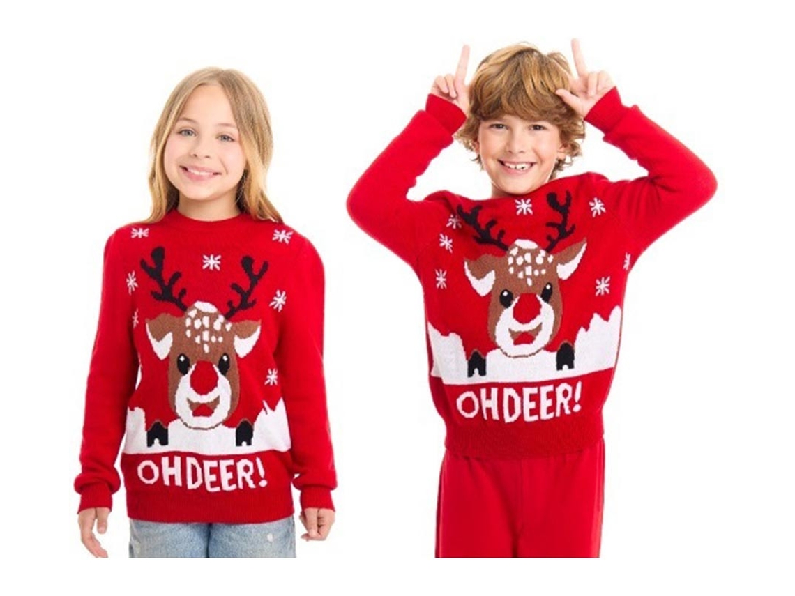 Jersey de Navidad Oh Deer rojo con reno para niños