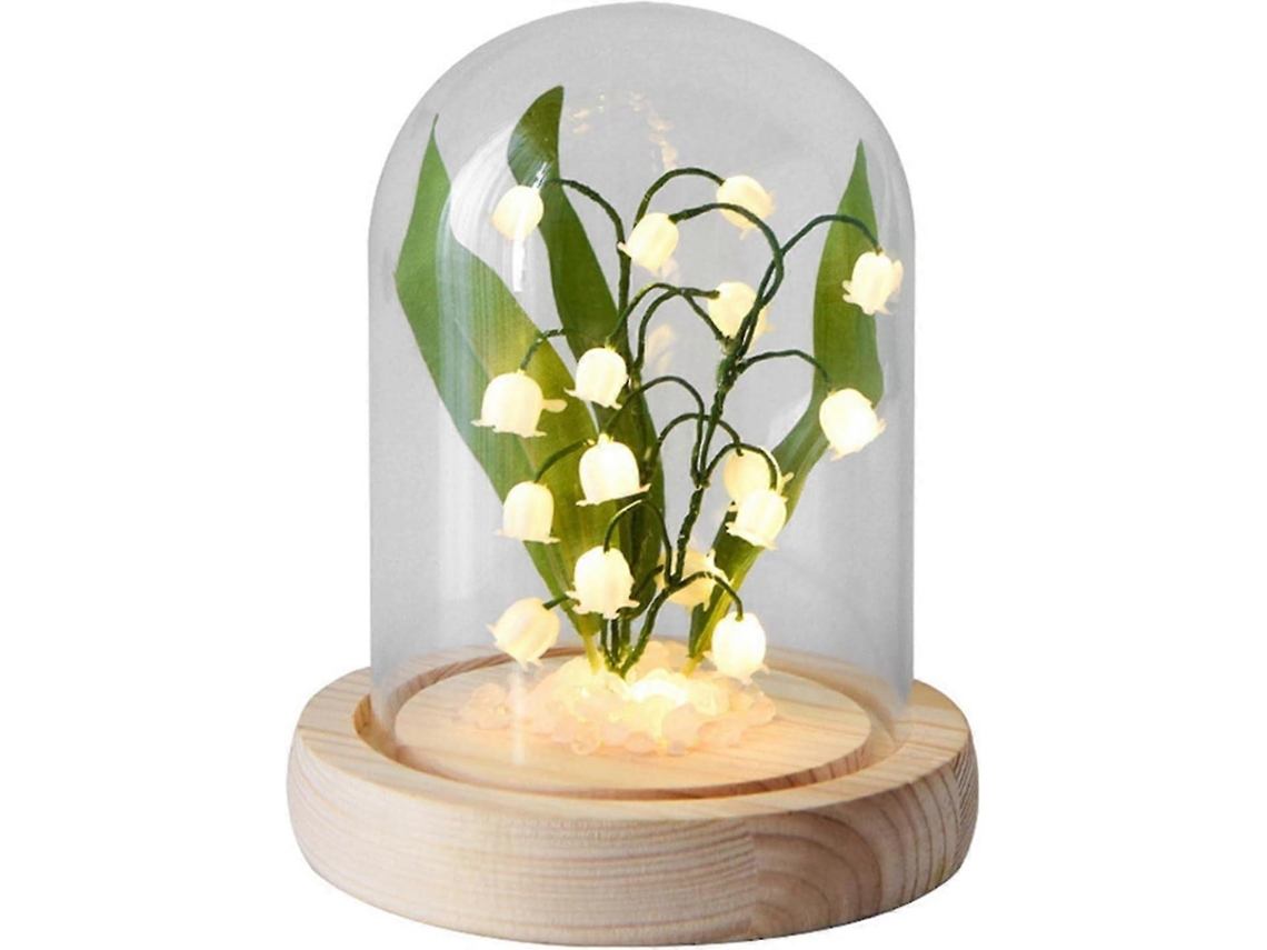 Omni-luz De Flores De Lirio De Los Valles Con Baterías Led Decorativa Luz Nocturna Con Dome Y Luz Cálida