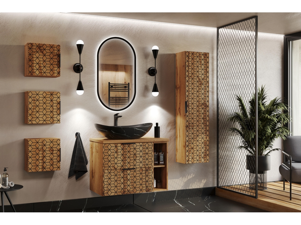 Armario Alto FURNLUX Diamond (Beige, Madera Contrachapada - 35X25X140 Cm)