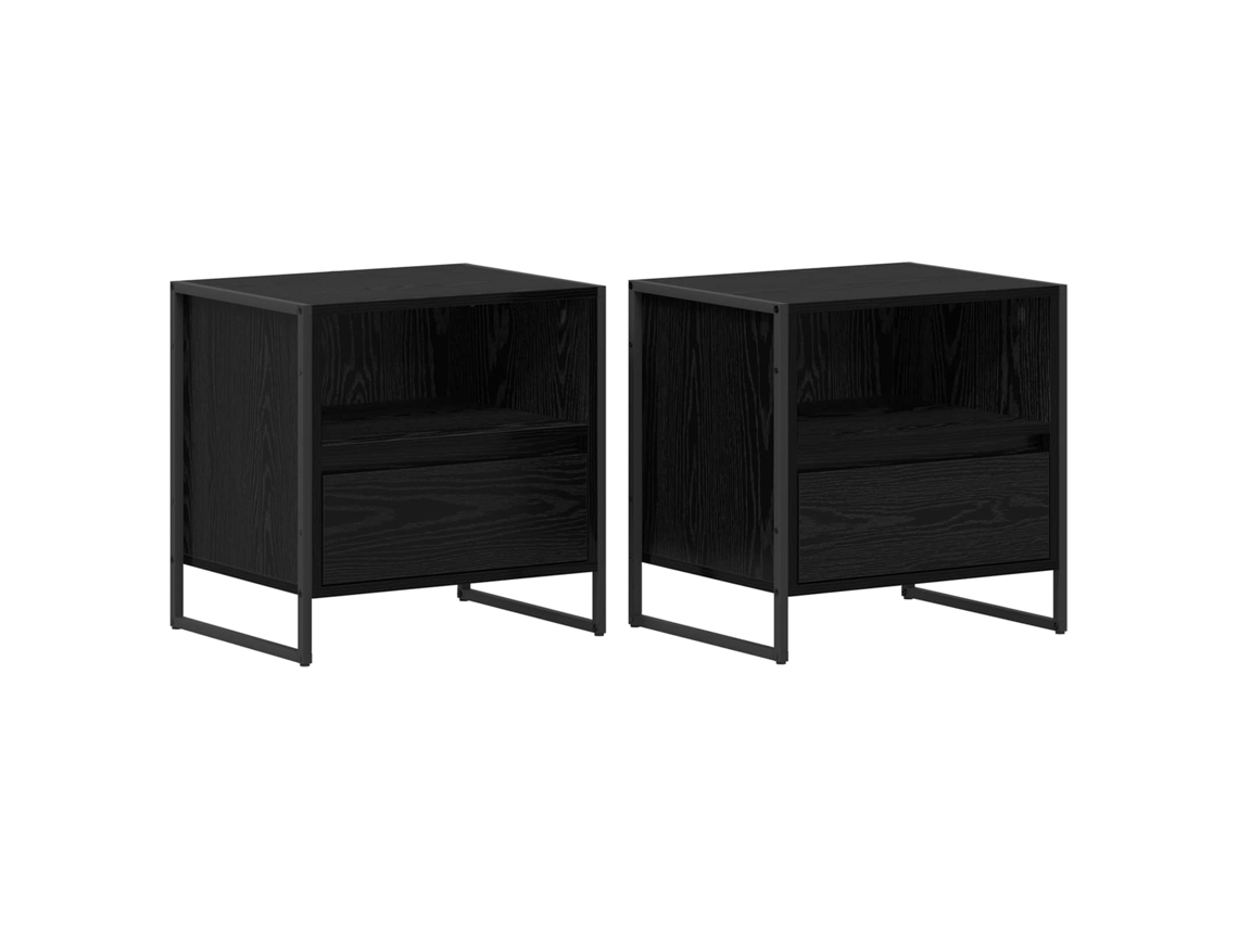 Maison Exclusive - Mesa De Noche Con Cajón 2 Pcs Roble Negro 50 X 39,5 X 50 Cm