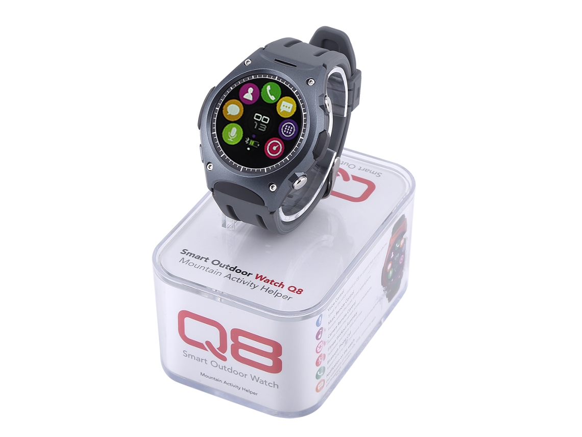 Reloj Inteligente (bluetooth 4.0, Monitor De Frecuencia Cardíaca) Reloj Inteligente Outdoor Resistente A Tres Elementos Q8 (azul Marino)