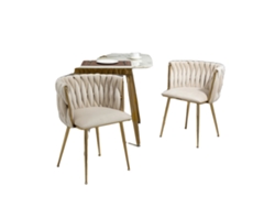 Silla de comedor, tela de terciopelo, diseño elegante, color marfil - Terciopelo - Espuma