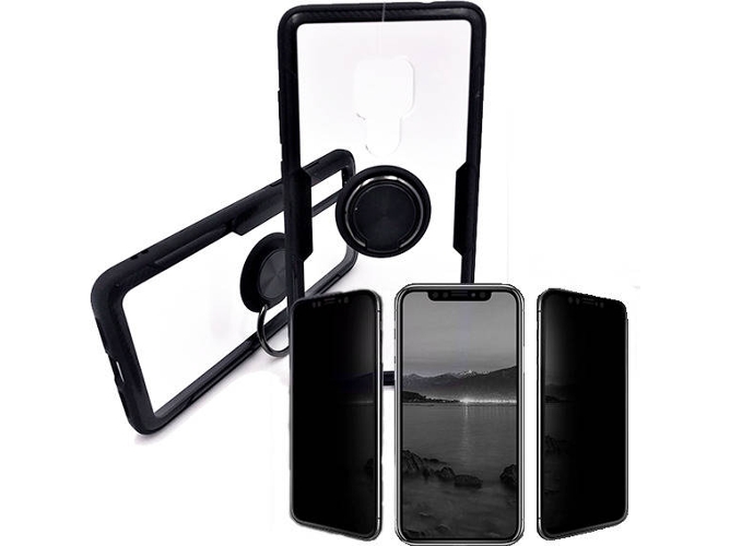 Kit Carcasa y Protector Privacy Huawei Mate 20 Clear Armor Negro