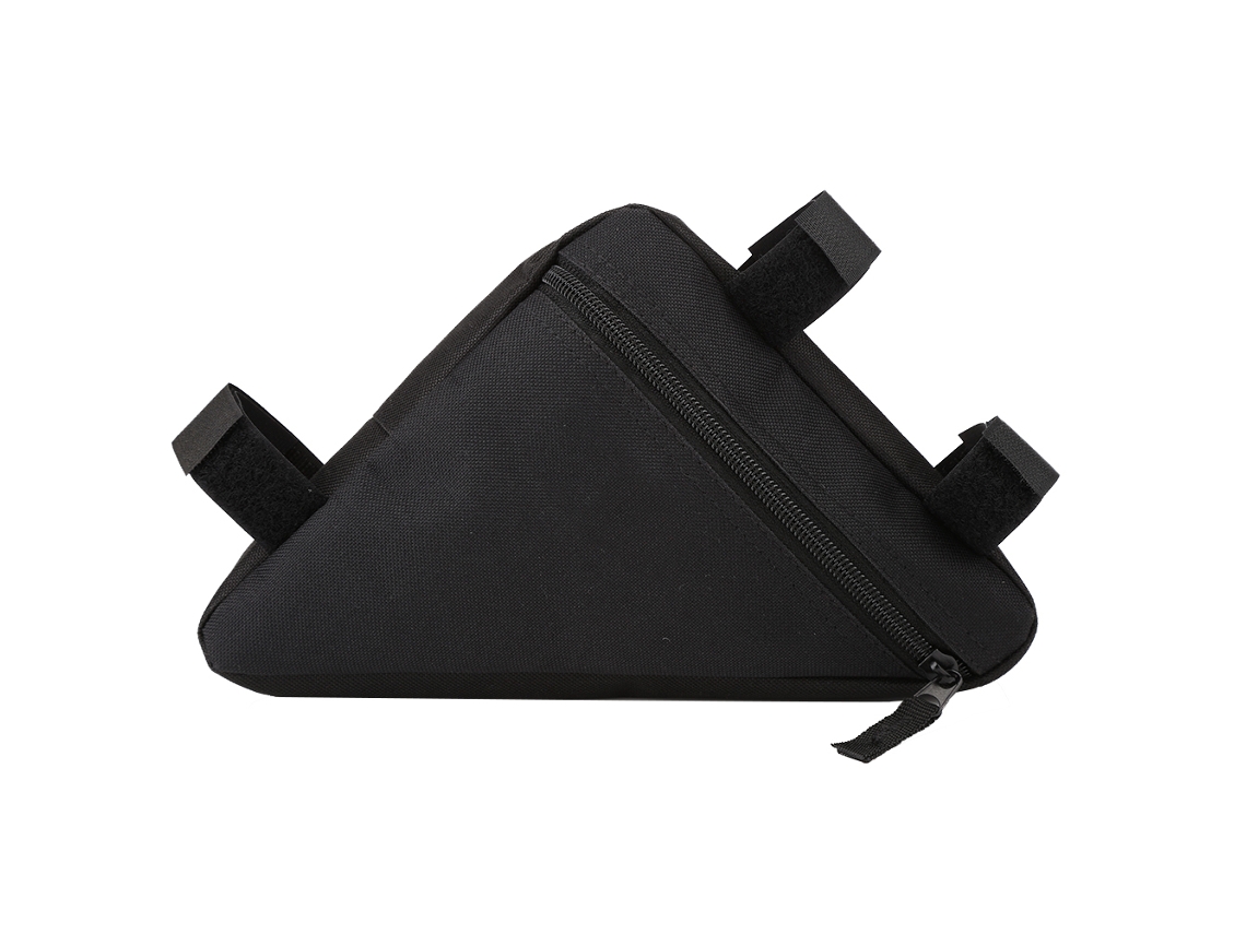 Bolsa De Herramientas Triangular Negra Para Bicicleta Con Soporte Frontal Y Tubo Superior De Liberación Rápida.