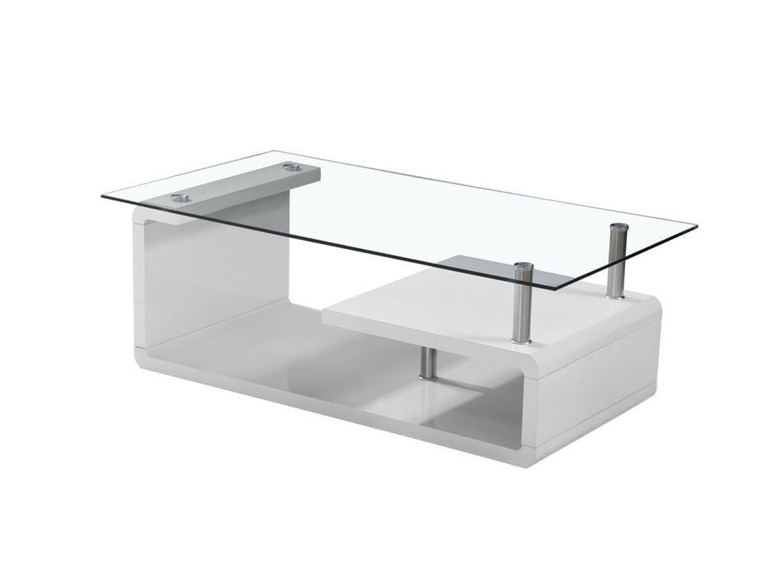 Mesa de Centro de Cristal Templado Ada, Blanco 120x65 cm SALDOSYSTOCKS