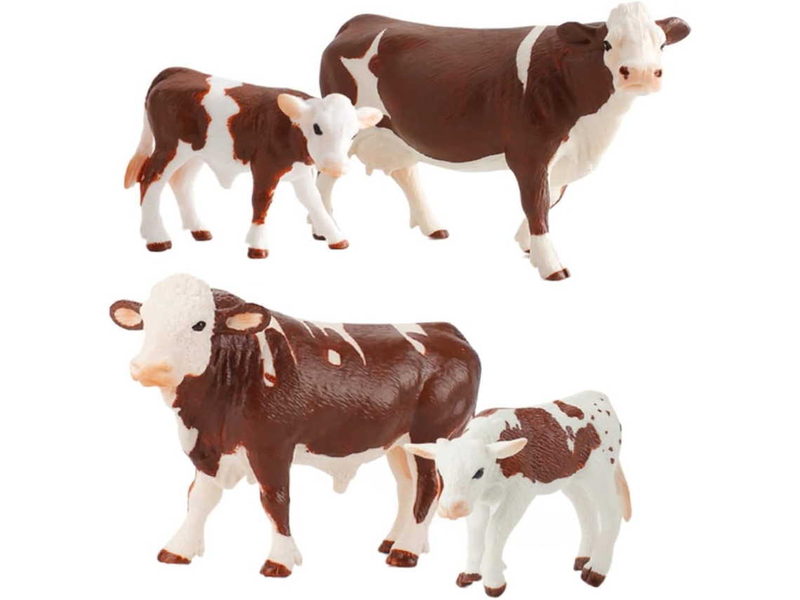 Juego De 4 Figuras De Animales De Granja De Pvc Blanco, Juguetes Educativos Para Niños Y Niñas Que