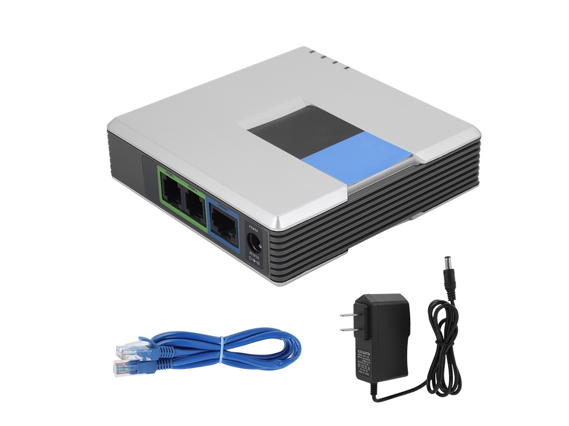 Gateway Voip Teléfono Internet Adaptador De 2 Puertos Sip Cable Rj45 Para Linksys Pap2t