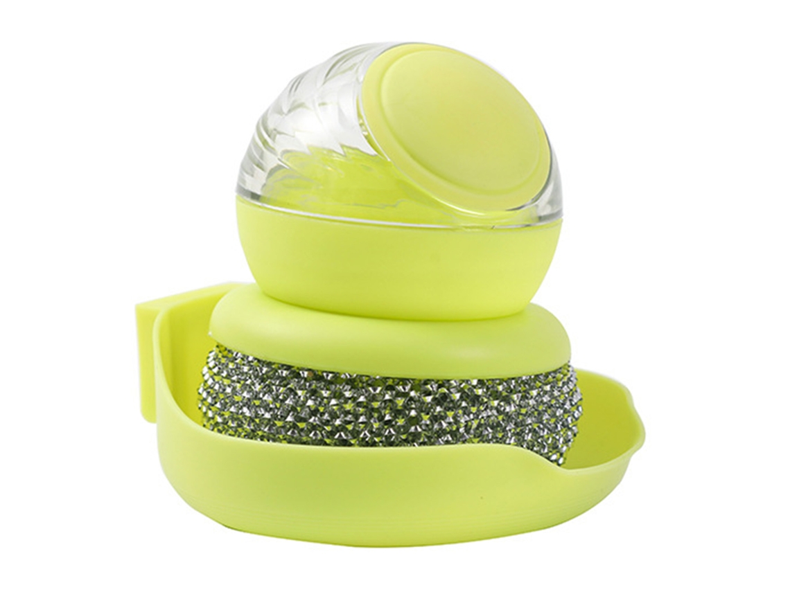 Esponja multifuncional Baok de acero inoxidable para limpiar ollas, tazones y platos con mango para cocinas residenciales y comerciales - Verde
