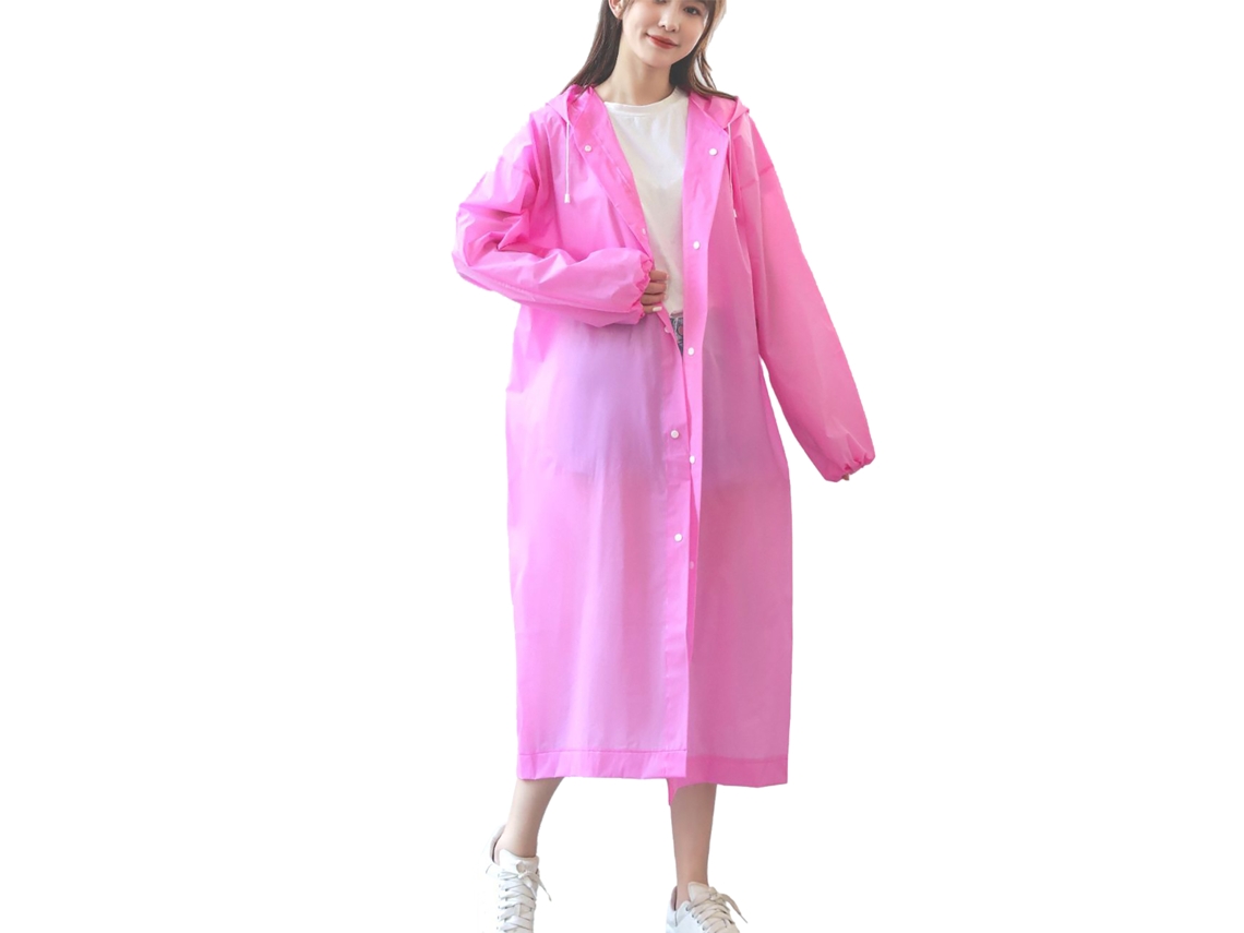 Sudadera con capucha impermeable y reutilizable para adultos con capucha ajustable, gruesa, portátil y a la moda para viajar - Rosa