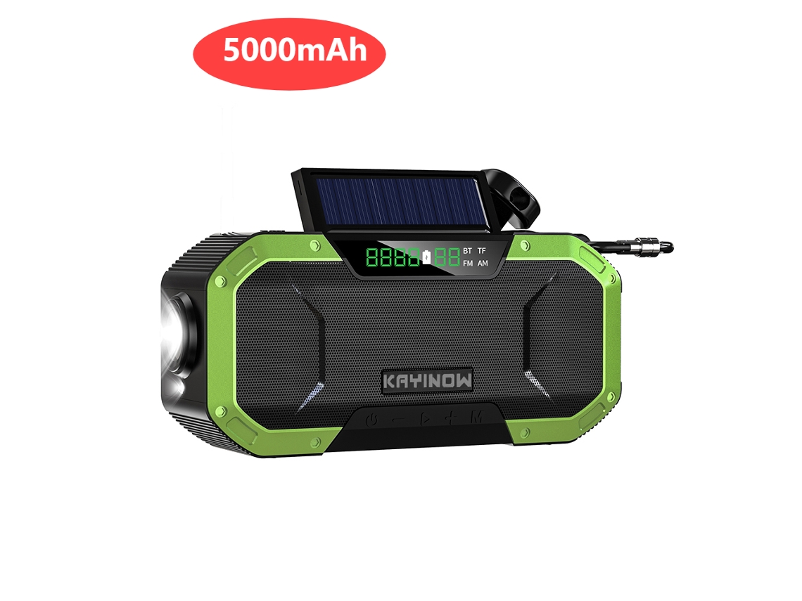 Generador solar de emergencia con manivela, radio portátil AM/FM/NOAA, linterna LED, alarma SOS y batería externa de 2000/5000/10000 mAh. Viewleaf