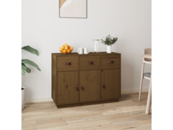 Aparador De Madera Maciza De Pino Marrón Miel 100x40x75 Cm