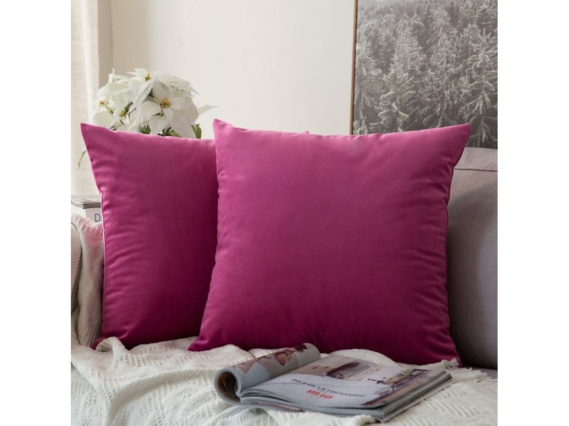 2026-paquete De 2 Fundas De Almohada Cuadradas De Terciopelo Suave 45x45 Cm Sin Relleno Color Rojo Rosa Para Sofá Cama Coche