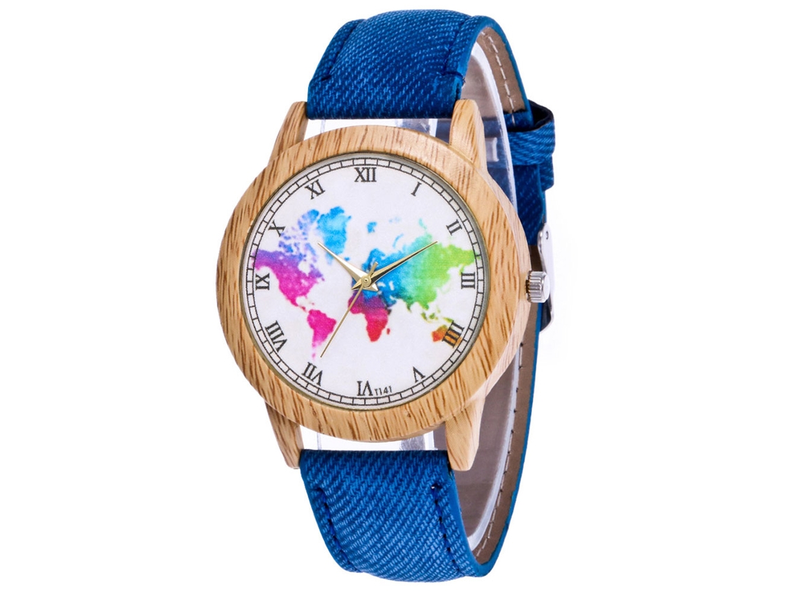 Reloj De Pulsera De Cuarzo Informal Con Correa Vaquera Azul - Unisex