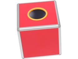 Caja Para Sorteos Fabricada En Aleación De Aluminio Y Acrílico, Superficie Lisa Y Acabado Impecable, Cuadrada, Roja.