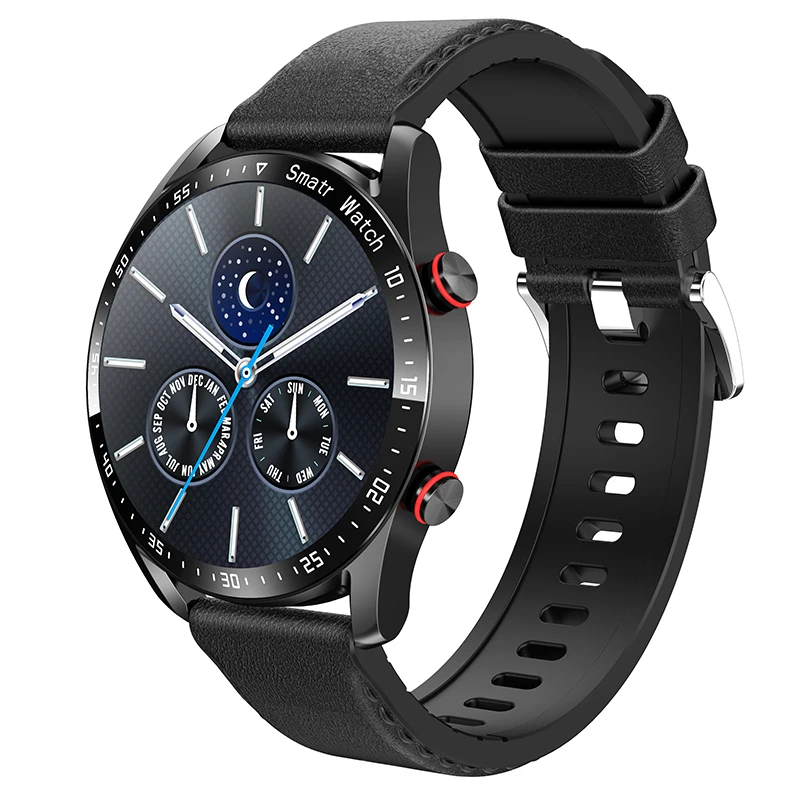 Reloj MDUG Watch 4 con ECG, PPG y GPS (correa de cuero negro)