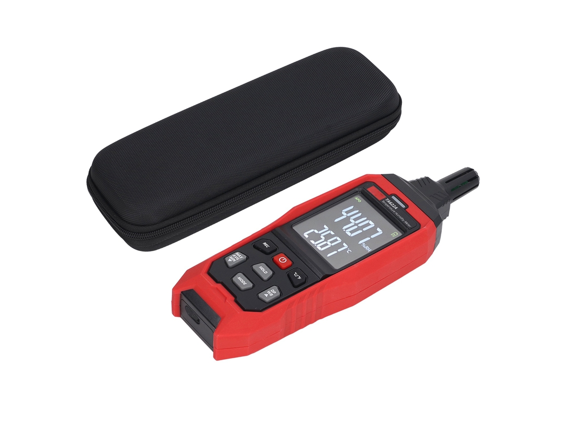 Medidor digital de temperatura y humedad con indicador de punto de rocío y temperatura de bulbo húmedo, pantalla LCD de alta precisión | Sin marca