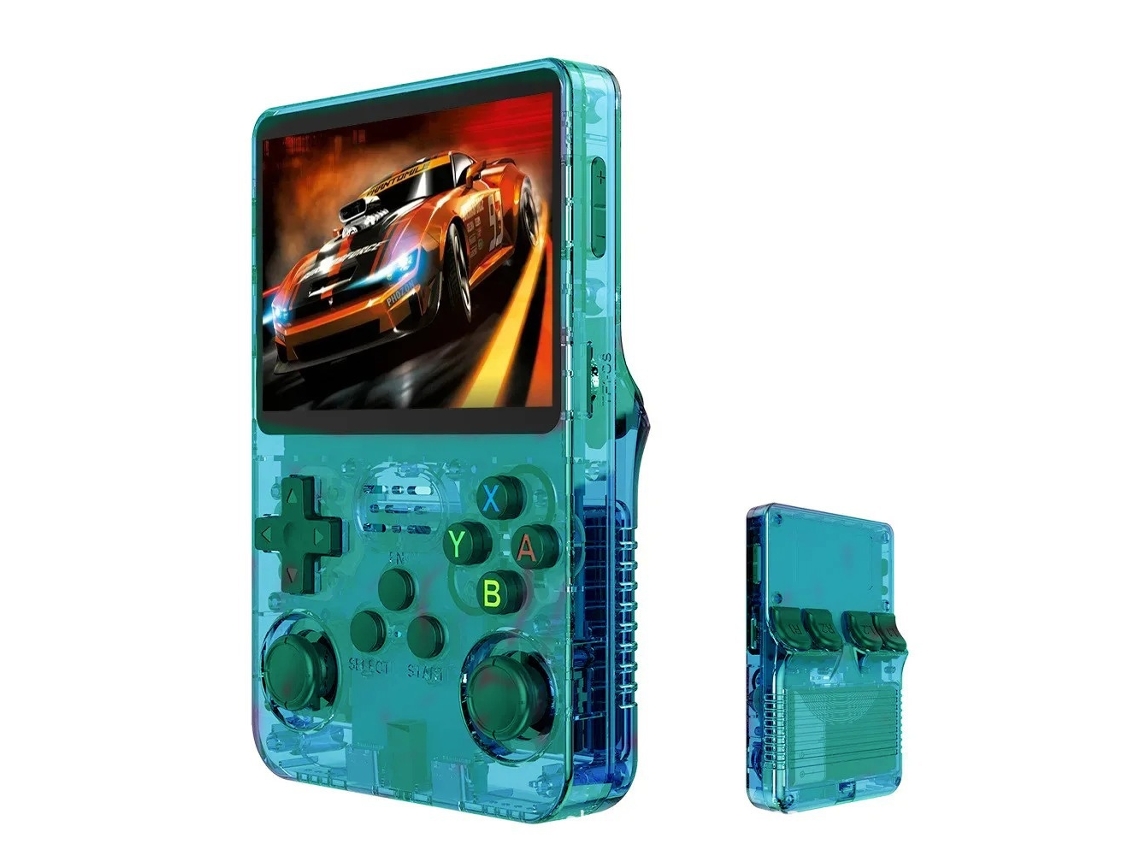 Consola De Jogos Porttil Fwinl R36s Jogo De Arcade Retro Porttil, Sistema Duplo 3d, Verde Semitransparente 128gb