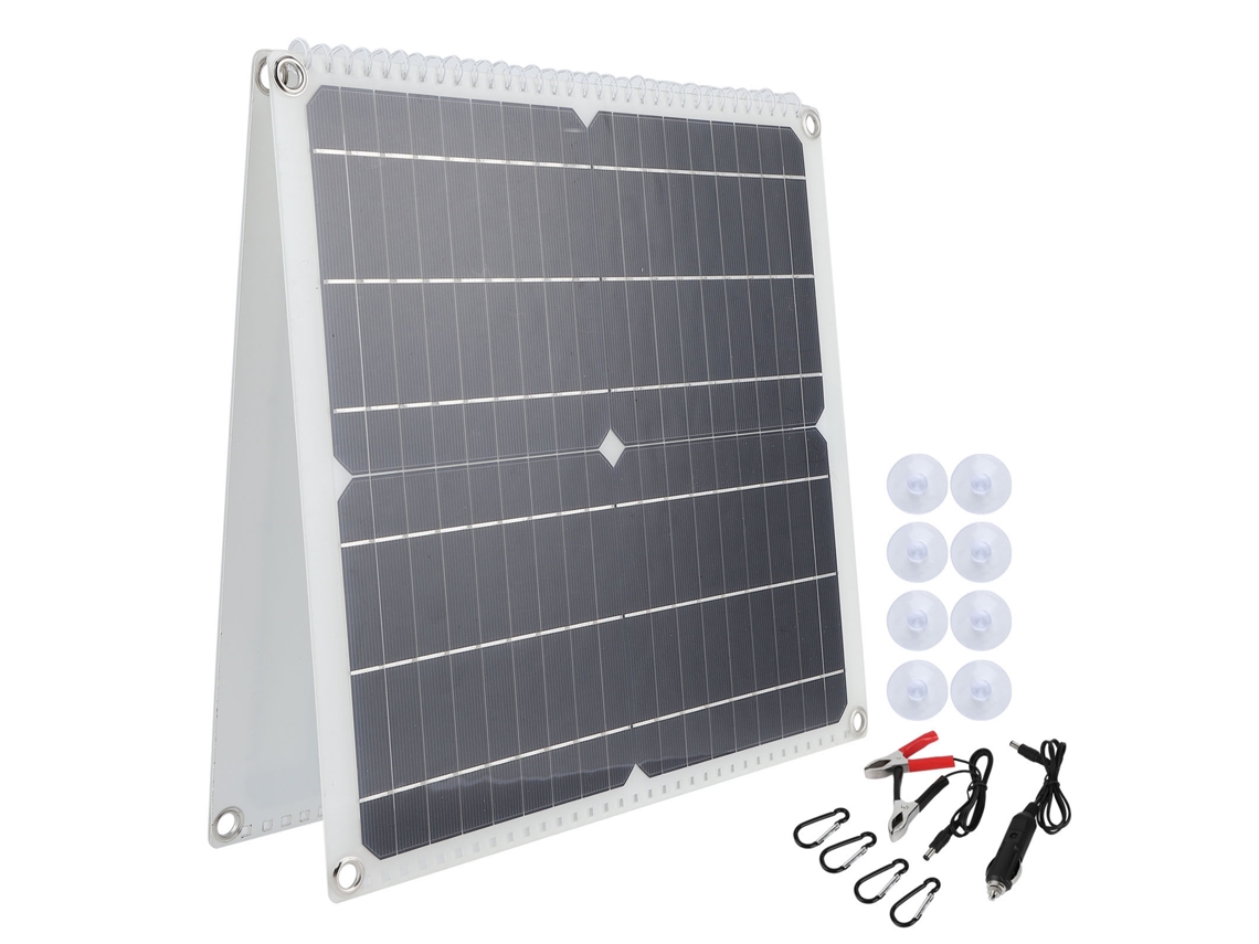 Cargador solar plegable e impermeable de 50 W para exteriores, compatible con teléfonos móviles y portátiles (USB).