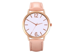 Reloj De Pulsera Analógico De Cuarzo Para Mujer, De Piel Sintética, Con Esfera Redonda Rosa.