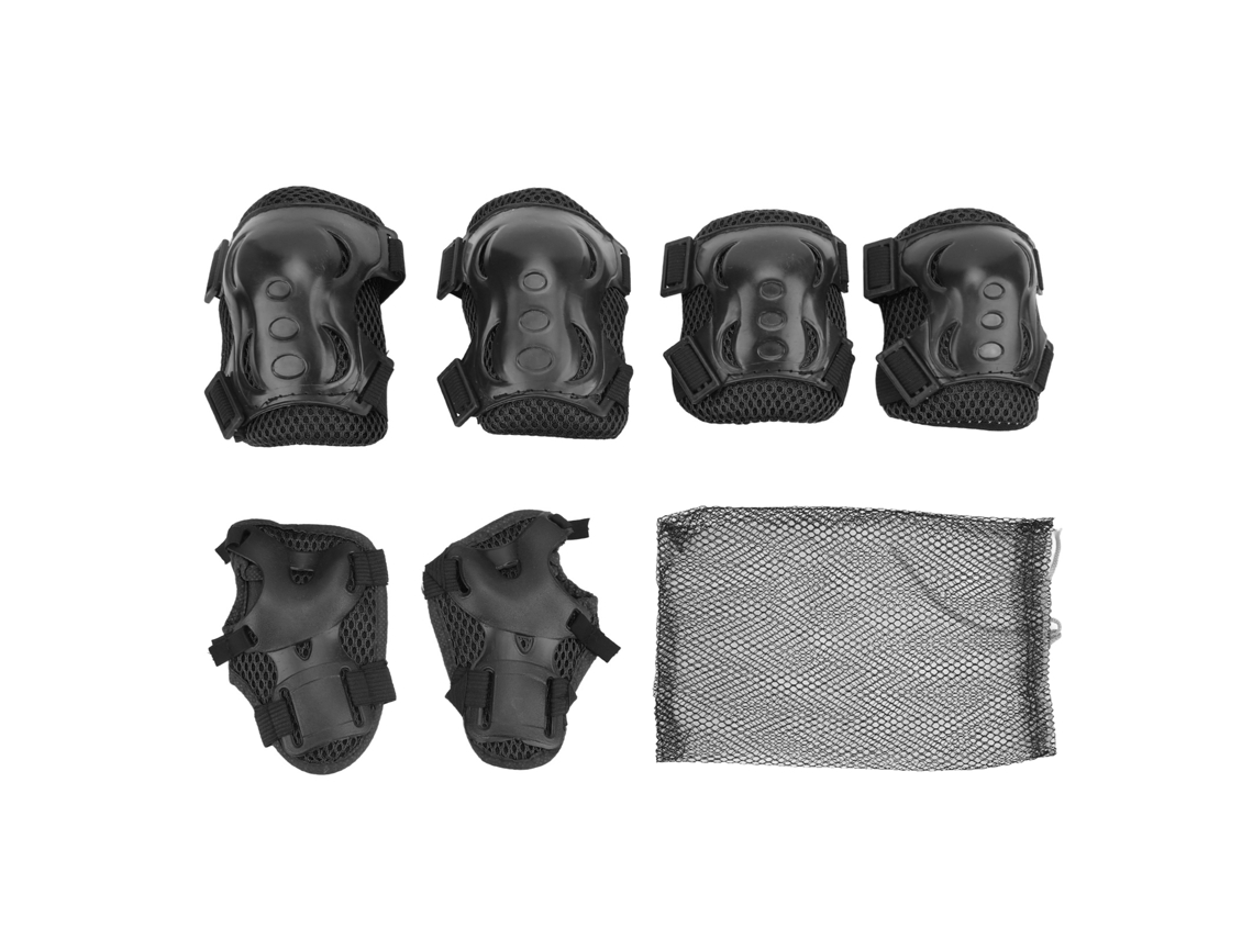 2026-equipo De Protección Para Patinaje Ajustable Rodilleras Cotilleras Guantes Para Niños 6-18 Años Negro 6 Piezas
