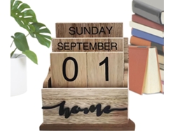 Calendario De Escritorio De Madera, De Mesa - Perpetuo Retro Multiusos, Reutilizable Para Dormitorios