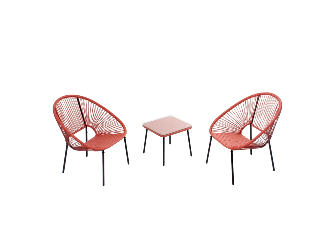 Lote de 2 sillones mesa baja terracota ACAPULCO CONCEPT U