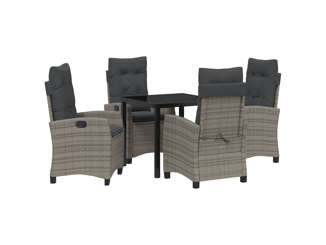Maison Exclusive - Conjunto De Jantar Para Jardim 5 Pcs Cinzeto Vime Pe