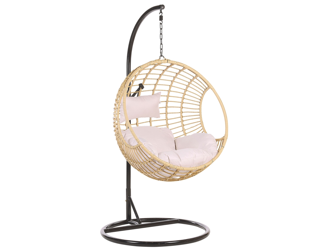 Silla colgante con soporte BELIANI Aspio de Ratán sintético Natural 99x97x199