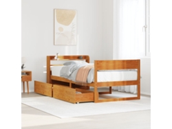 Estructura De Cama Sin Colchón Madera Maciza Marrón 75x190 Cm