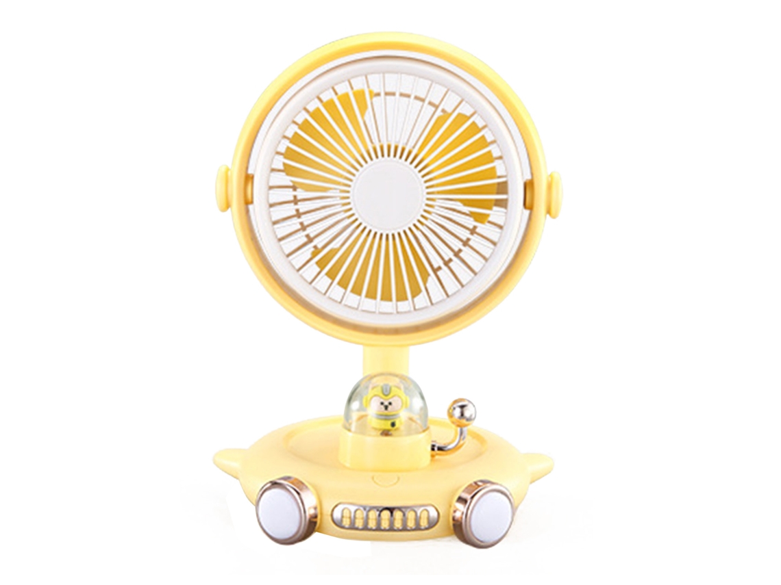 Mini ventilador portátil recargable por USB con 3 velocidades - Amarillo