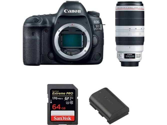 Kit Cámara CANON EOS 5D Mark IV + EF 100-400mm f4.5-5.6L IS II USM + SanDisk 64 GB + Batería (Full-Frame)