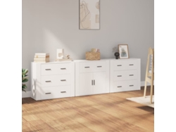 Pack 3 Uds Aparador | Mueble De Comedor | Buffetes Madera Contrachapada Blanco Wsd242718