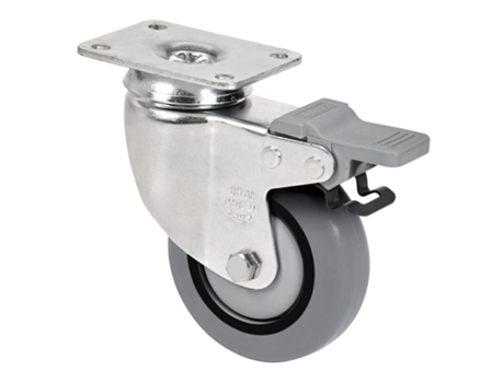 Rueda giratora placa freno 10bhfd100cp-pgisb poliamix-goma gris eje bolas ALEX