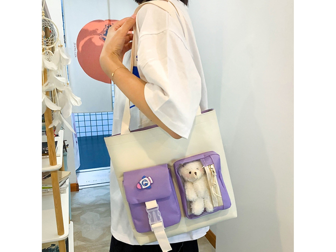 Conjunto De Mochila Con Estilo Estético Y Adorable Para Niñas, Ideal Para La Escuela, Con Bolso Casual A La Moda.