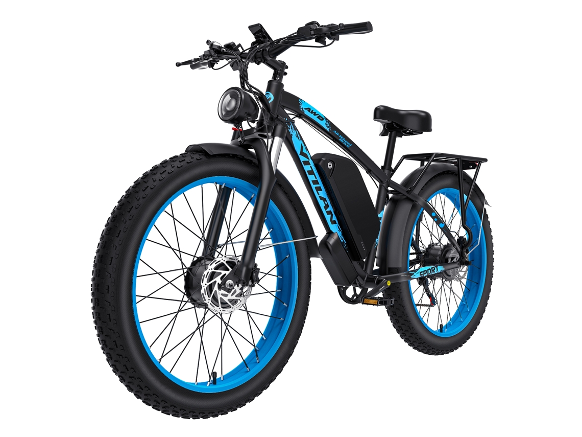 Bicicleta de montaña eléctrica Vitilan H5 con dos motores de 2000 W, 52 V y 25 Ah y ruedas de 24 pulgadas.