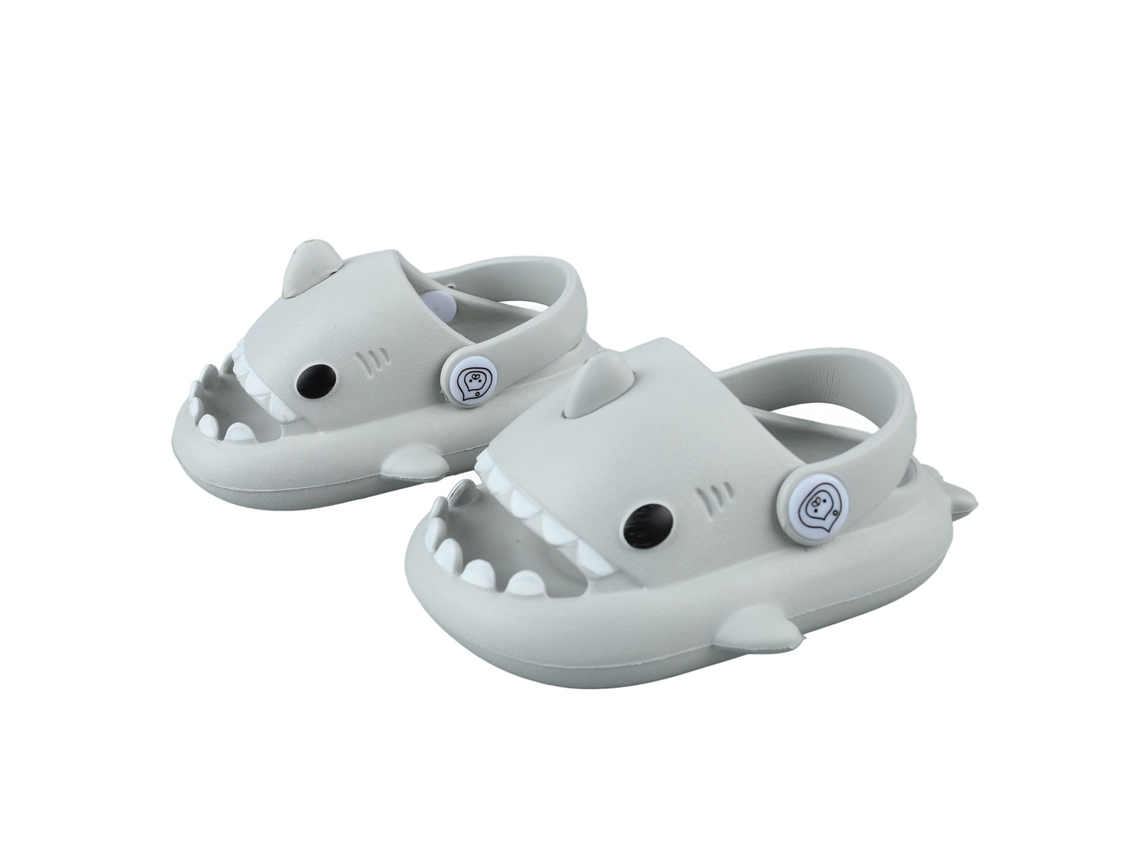Sandalias Infantiles Con Estampado De Animales De Dibujos Animados, Puntera Abierta, Suela Gruesa Antideslizante, Color Gris, 14 Cm (5,5 Pulgadas)