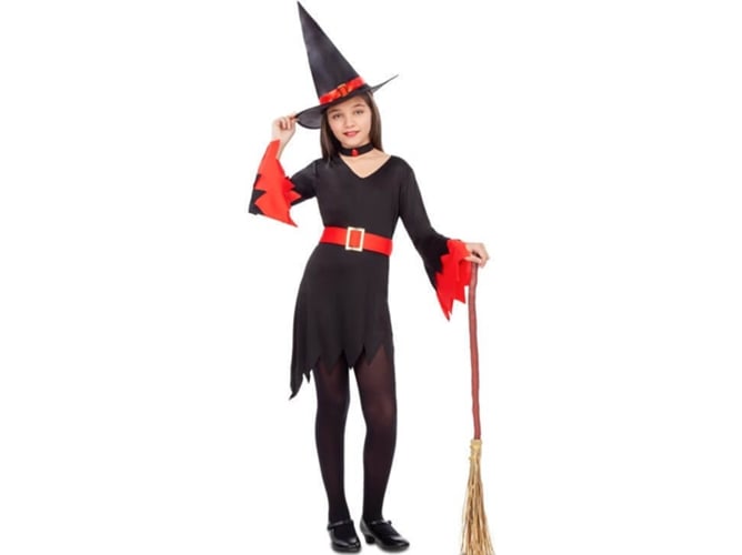 Disfraz de Niña DISFRAZZES Bruja Rojo Y Negro (Talla: 10 a 12 años)