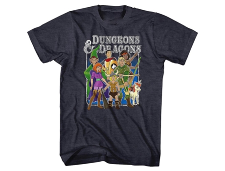 Camiseta ROCKINSTONE de Dragones y mazmorras de amigos animados Heather azul marino (Algodón - XL)
