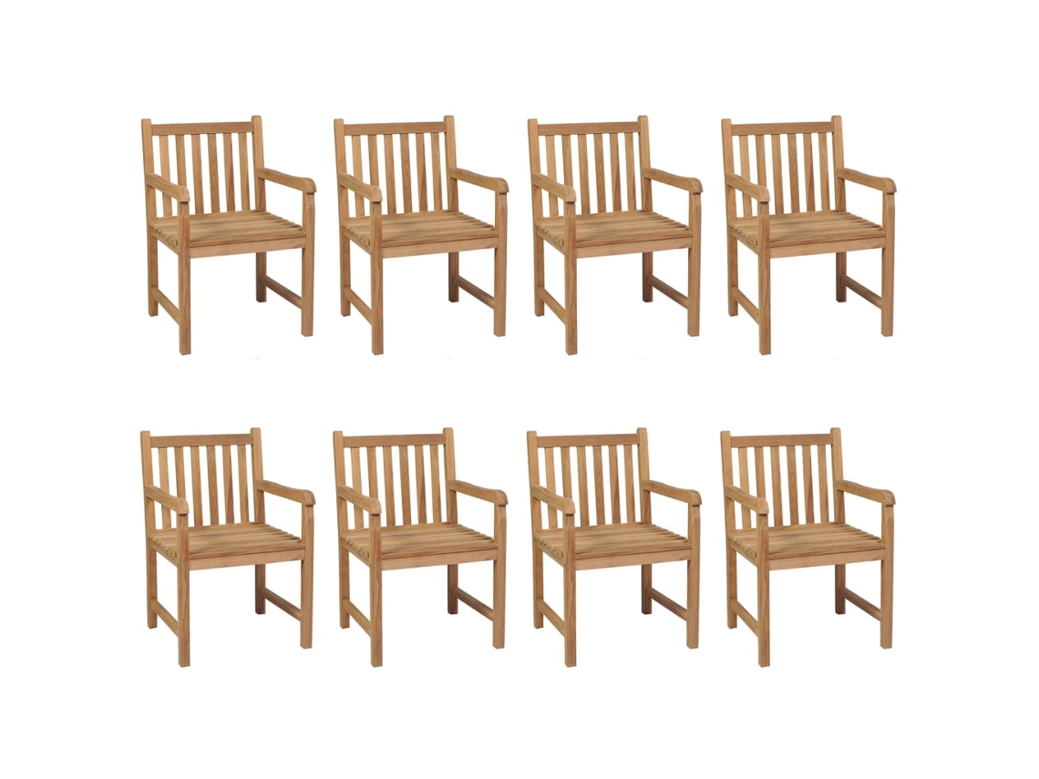 Maison Exclusive - Cadeiras De Jardim C/ Almofadões Bege 8 Pcs Teca Maciça